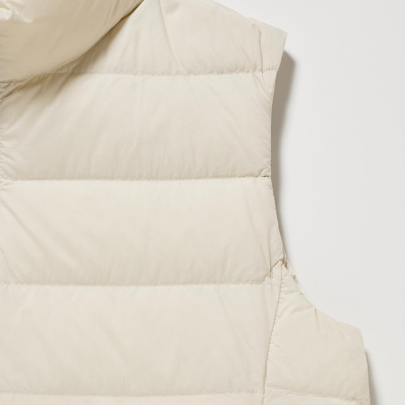 Uniqlo Ultra Light Down Vest Dame Hvide | 7092-UGPVQ