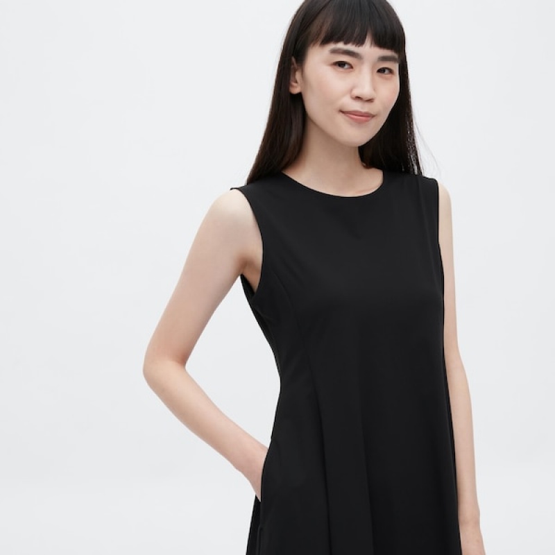 Uniqlo Ultra Stretch AIRism Uden Ærmer Kjole Dame Sort | 6402-CZLMK