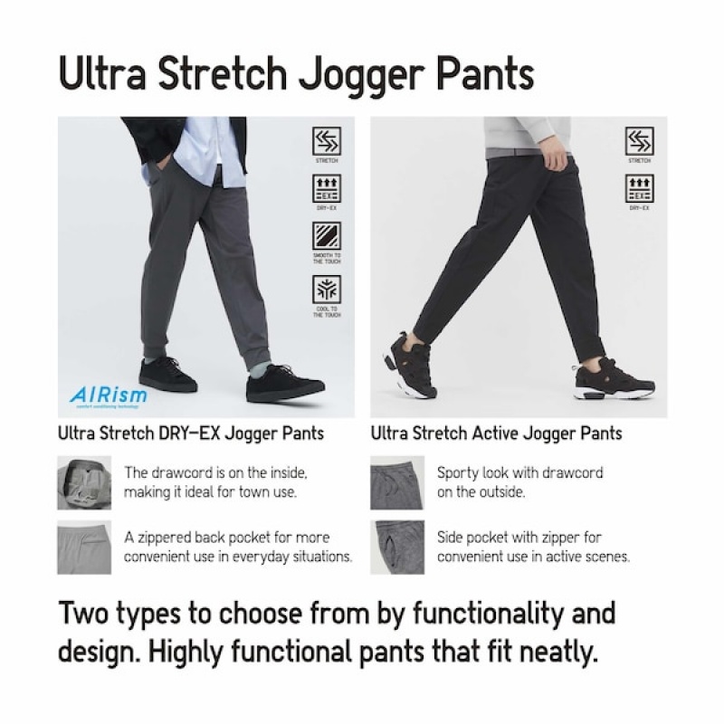 Uniqlo Ultra Stretch DRY-EX Joggers Herre Grå | 0439-HBVTX