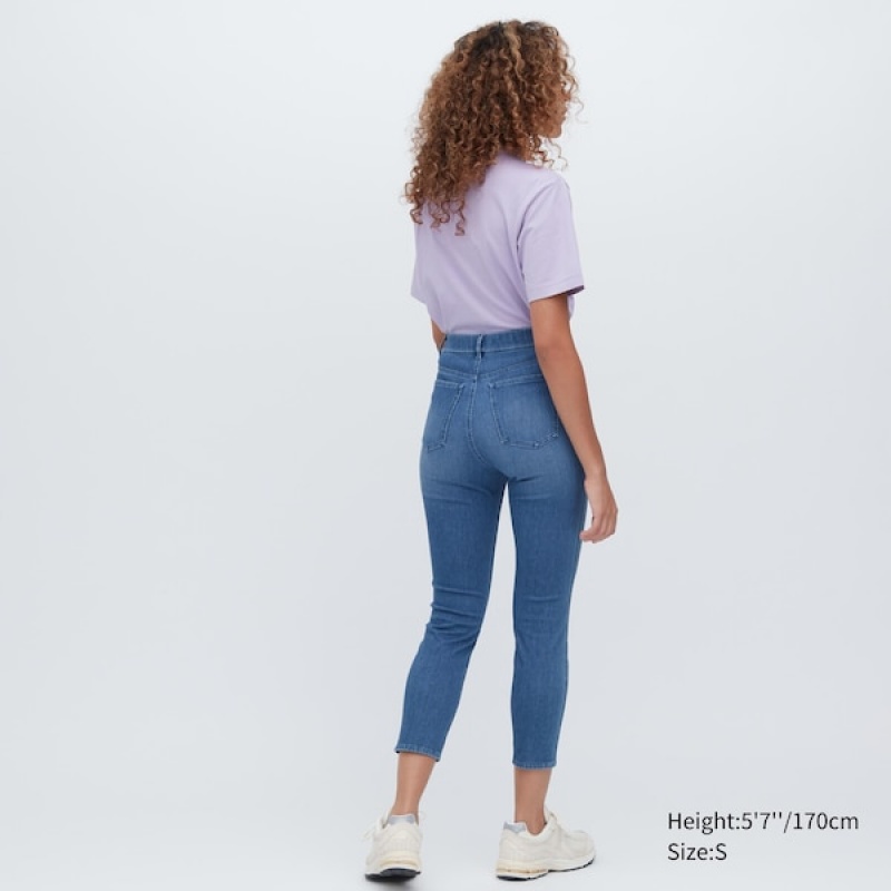 Uniqlo Ultra Stretch Denim Cropped Leggings Bukser Dame Blå | 3527-VCRYO