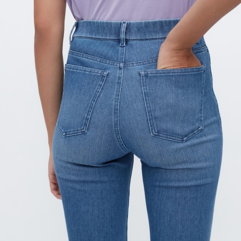 Uniqlo Ultra Stretch Denim Cropped Leggings Bukser Dame Blå | 3527-VCRYO