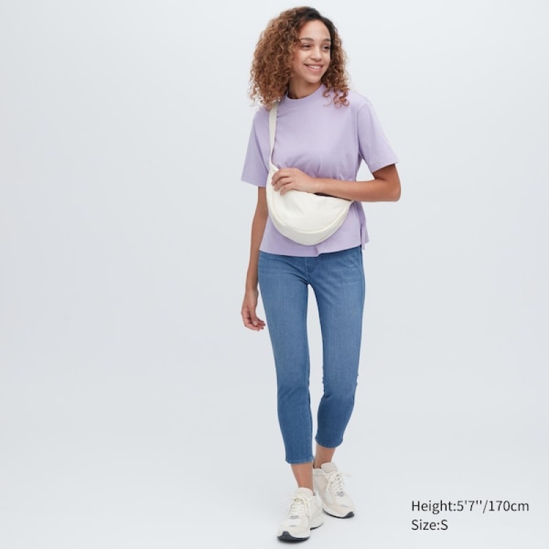 Uniqlo Ultra Stretch Denim Cropped Leggings Bukser Dame Blå | 3527-VCRYO