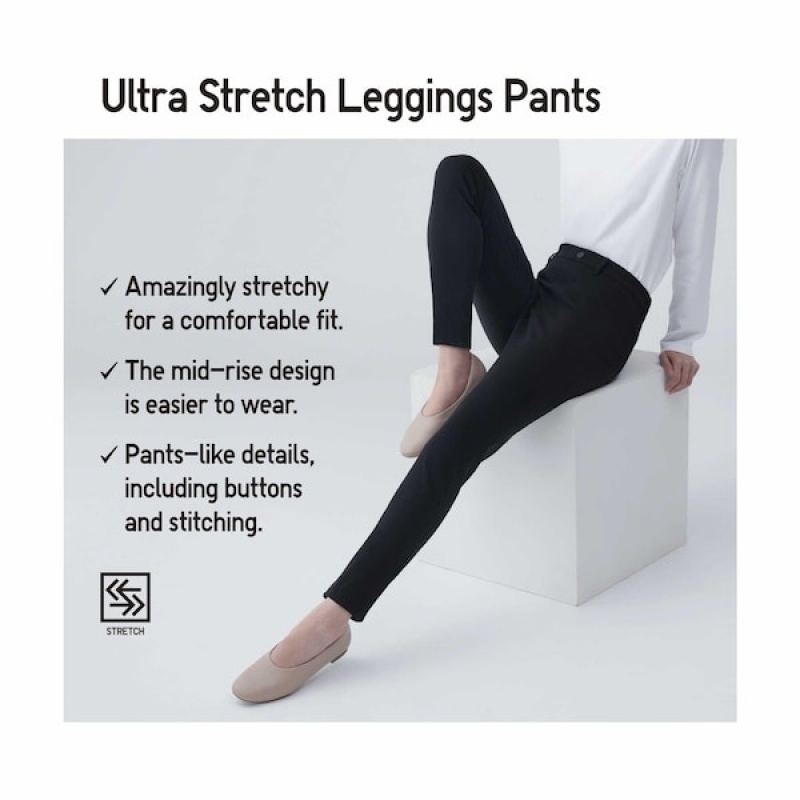 Uniqlo Ultra Stretch Denim Leggings Bukser Dame Mørkegrå | 2348-BTNFQ