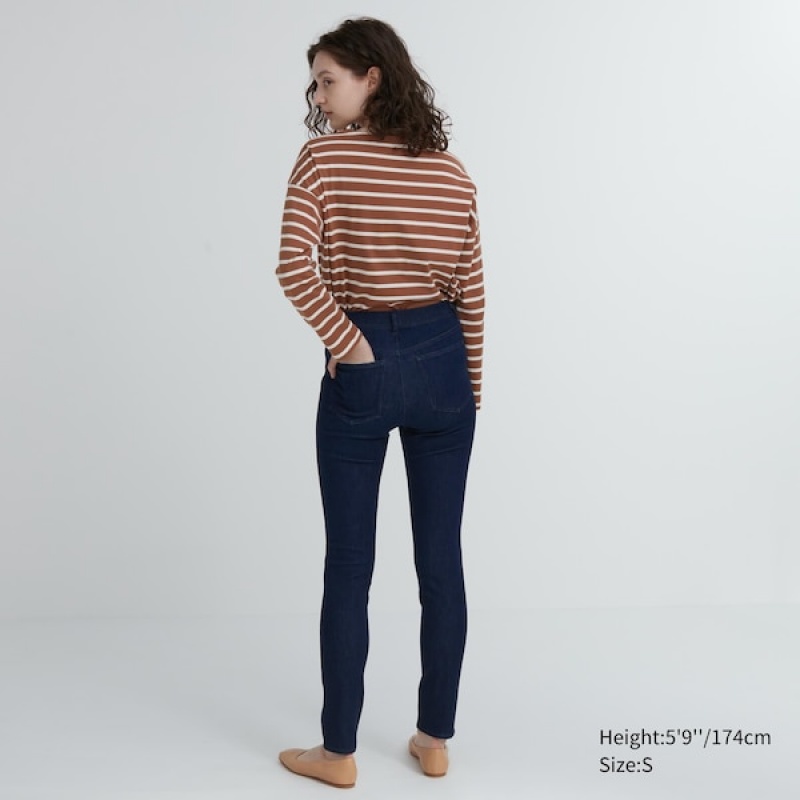 Uniqlo Ultra Stretch Denim Leggings Bukser Dame Mørkeblå | 1596-SRTCH