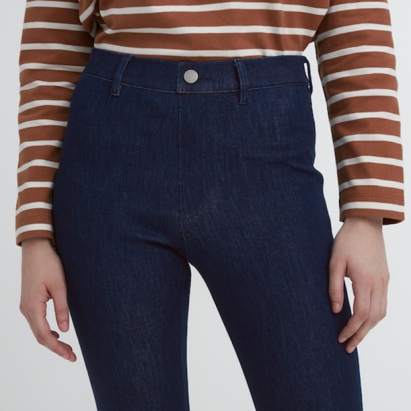 Uniqlo Ultra Stretch Denim Leggings Bukser Dame Mørkeblå | 1596-SRTCH