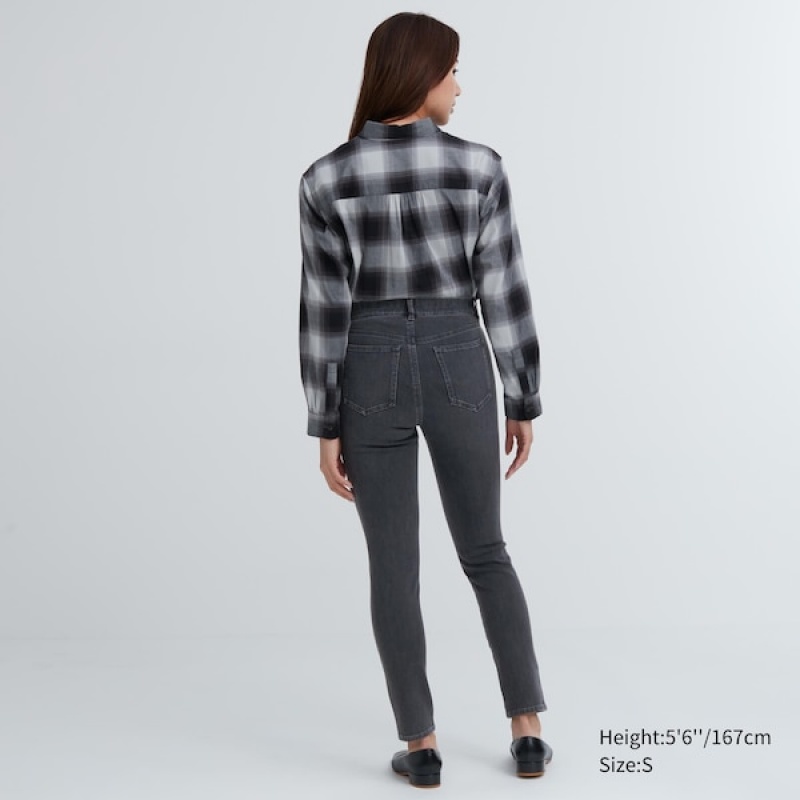 Uniqlo Ultra Stretch Denim Leggings Bukser Dame Mørkeblå | 5972-SBZCJ