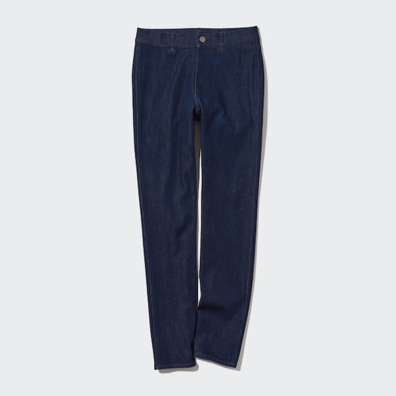 Uniqlo Ultra Stretch Denim Leggings Bukser Dame Mørkeblå | 5972-SBZCJ