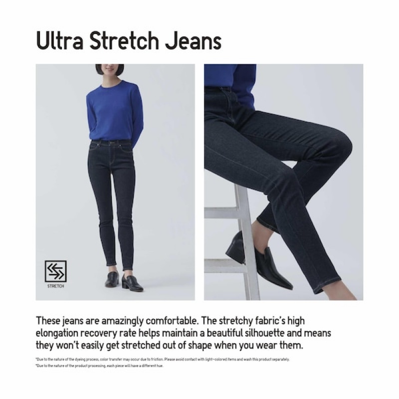 Uniqlo Ultra Stretch Jeans Dame Mørkeblå | 7306-XBJWM