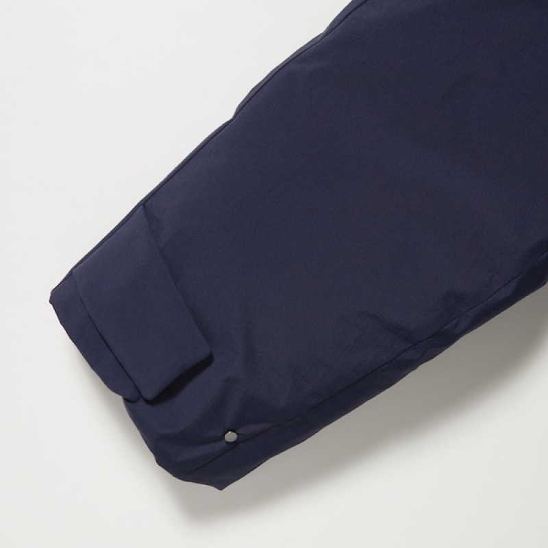 Uniqlo Ultra Warm Hybrid Down Long Frakker Dame Mørkeblå | 1470-EMGVK