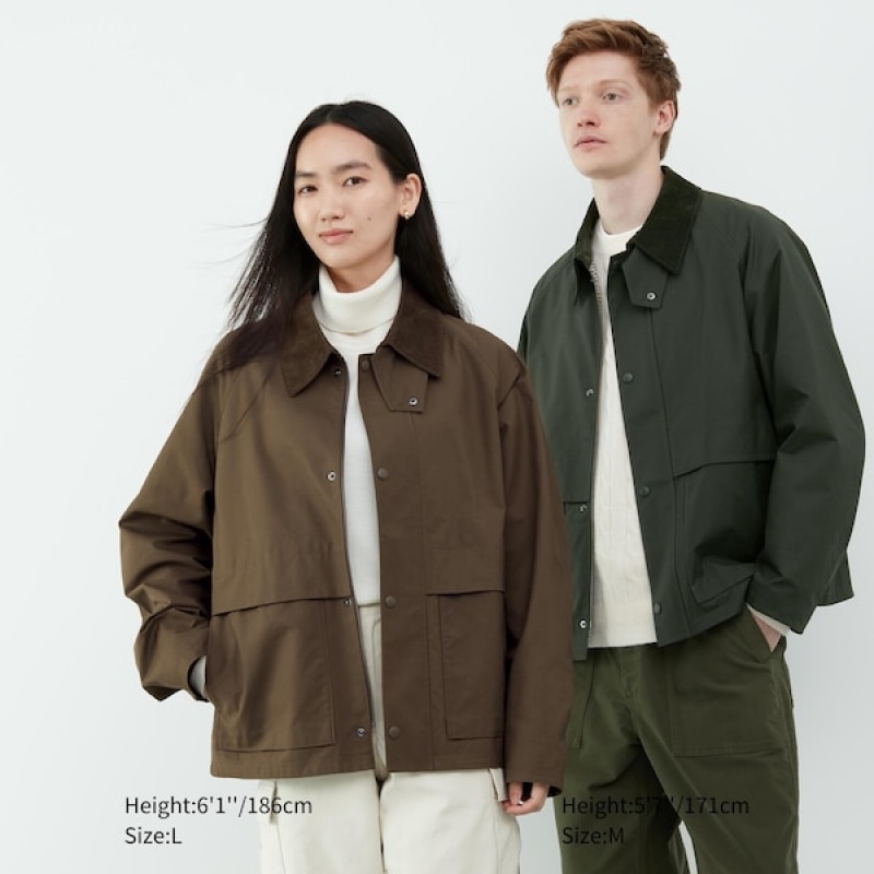 Uniqlo Utility Kort Blouson jackets Herre Grøn | ZUTQVK-396