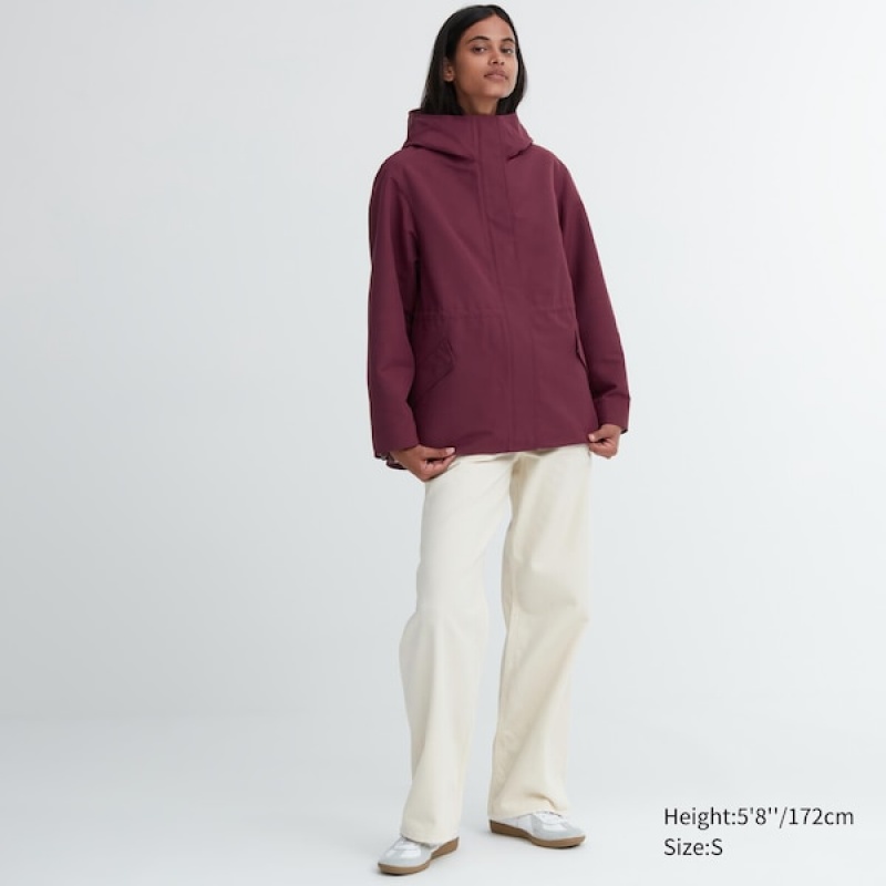 Uniqlo Utility Parka Dame Bordeaux | 5604-IGXVZ