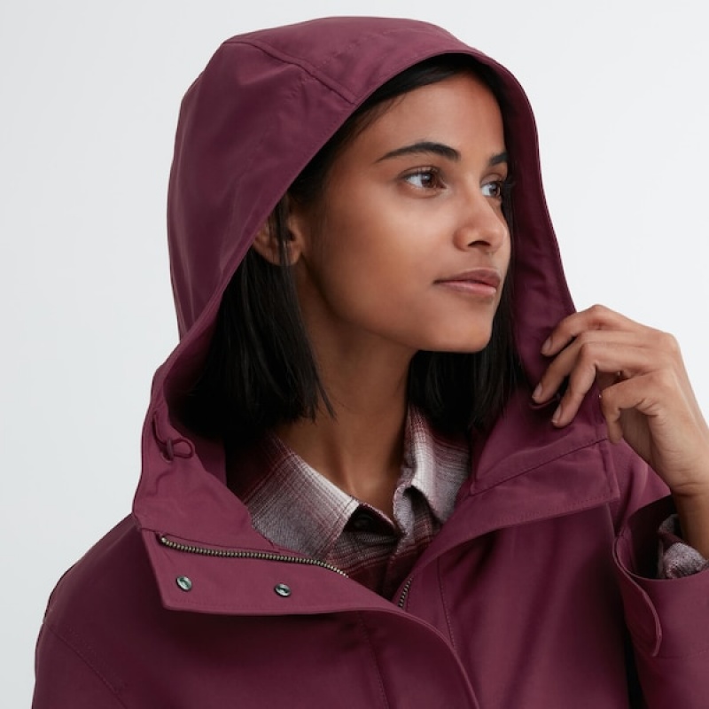 Uniqlo Utility Parka Dame Bordeaux | 5604-IGXVZ