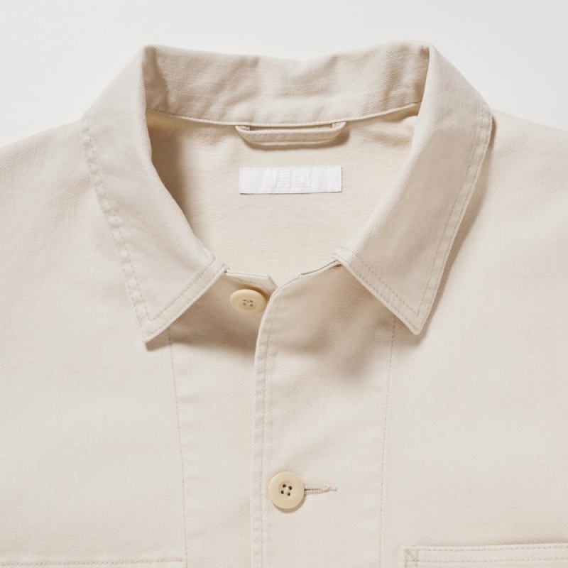 Uniqlo Utility jackets Herre Hvide | NJXYDC-346