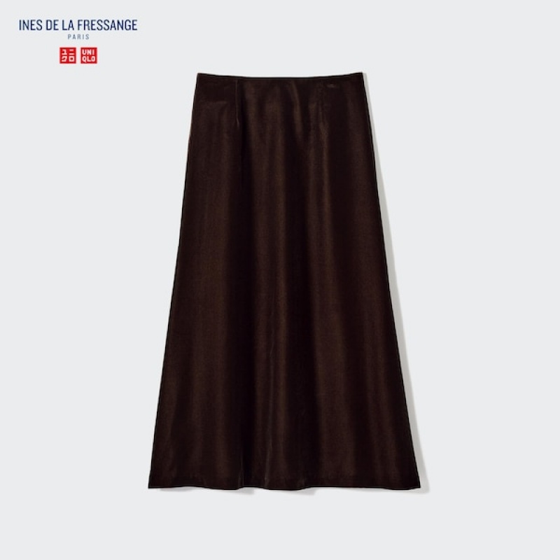 Uniqlo Velvet Narrow Nederdel Dame Brune | 9865-CUFLW