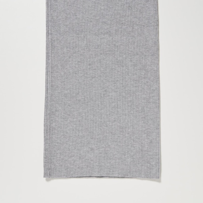 Uniqlo Washable Knit Ribbet Bukser Dame Grå | 9148-KZTOH