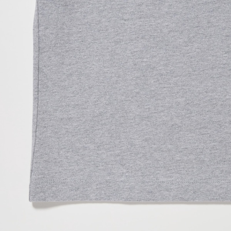 Uniqlo Washed Bomulds Crew Neck Long-Sleeve T Shirts Herre Grå | 7846-ZORFC