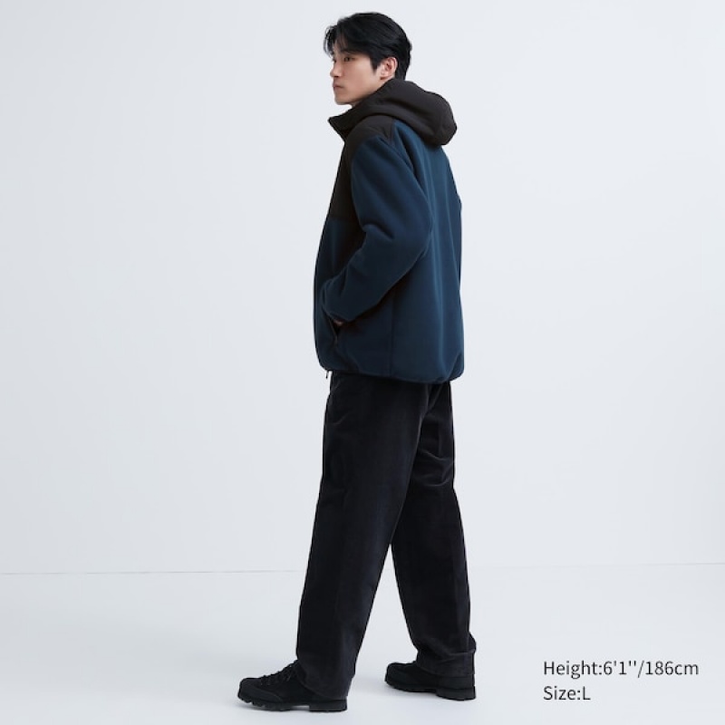 Uniqlo Windproof Outer Fleece Full-Zip Hættetrøje Herre Sort | JVIONT-503